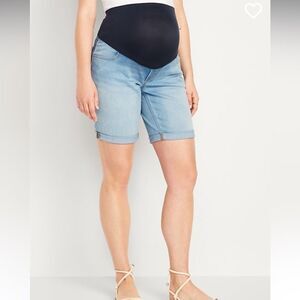 Old Navy Maternity Full-Panel OG Straight Jean Shorts Bermudas Size 8